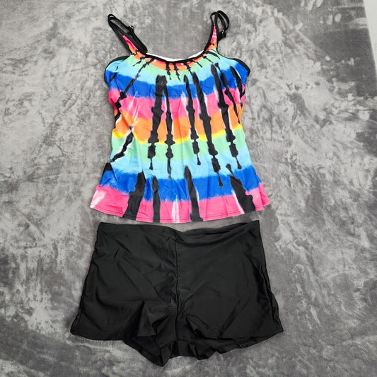 Womens Tankini with Boyshort Ruffle Tops Two Piece Bathing Swimwear XL