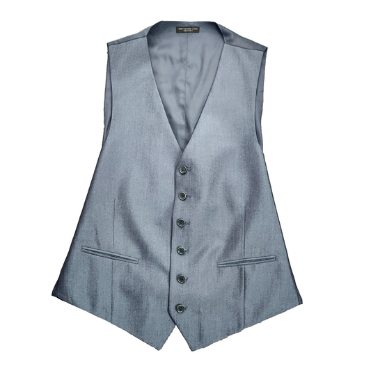 JOHN VARVATOS U.S.A. Mens Solid Blue 6 Button Waistcoat Vest Size 40 Chest