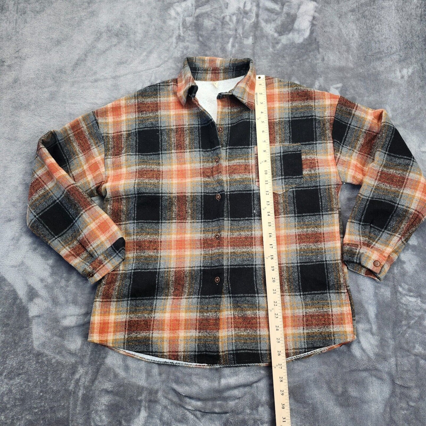 Women's Jacket Autumn and Winter Plaid Retro Loose Long-Sleeved Fall Shirts XL