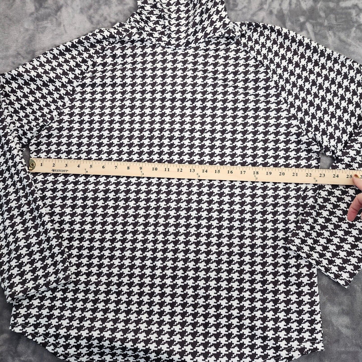 Turtleneck Men Long Sleeve Shirt Fashion T-Shirts Plaid Houndstooth 3XL