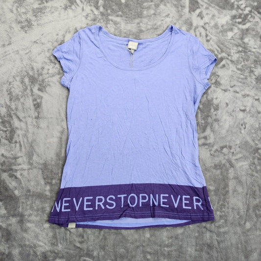 Bench Urban Wear Womens Purple Loose Fit T-Shirt Never Stop Size Small