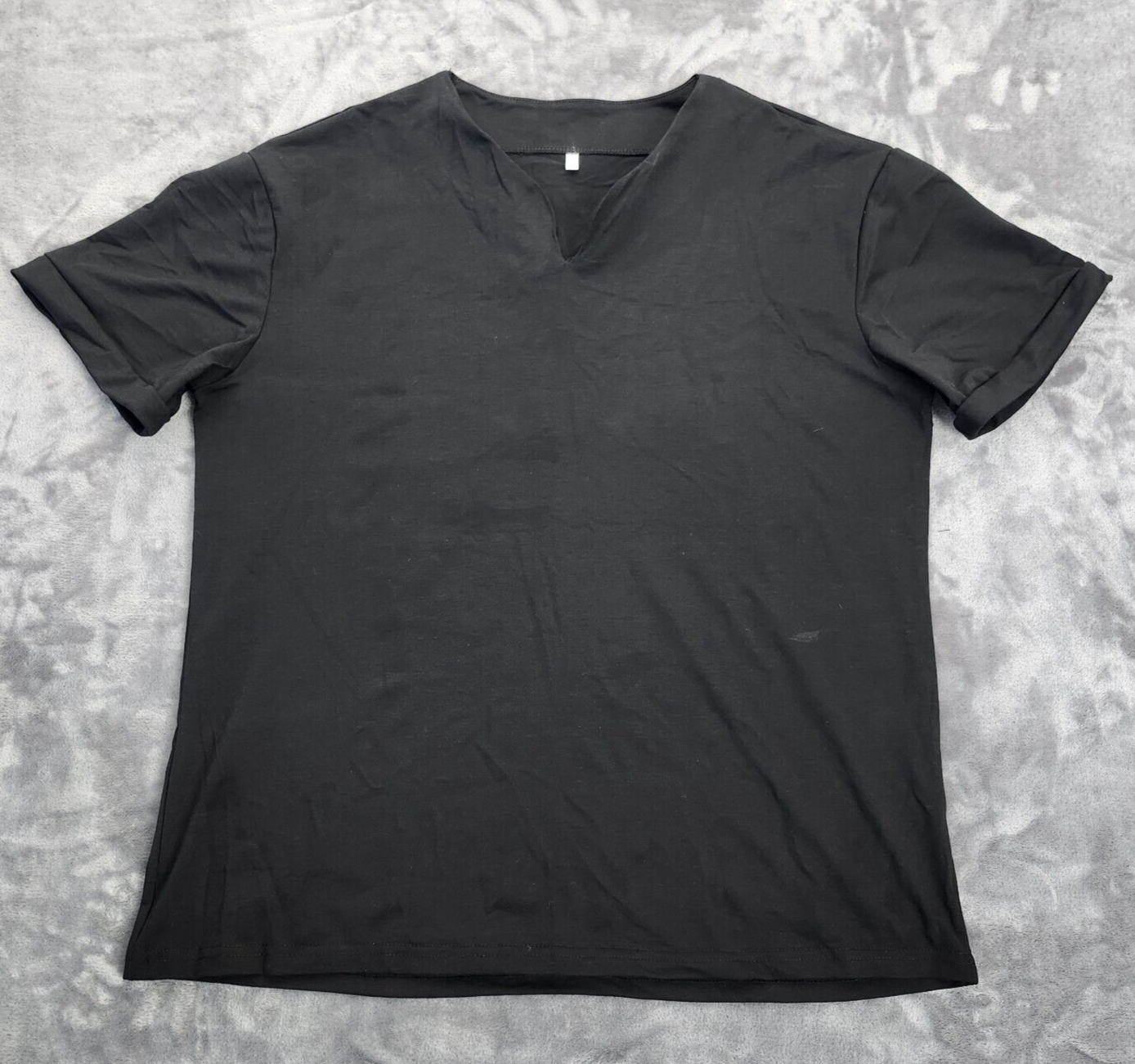 Women's Black T-shirt V-Neck notch Size Large