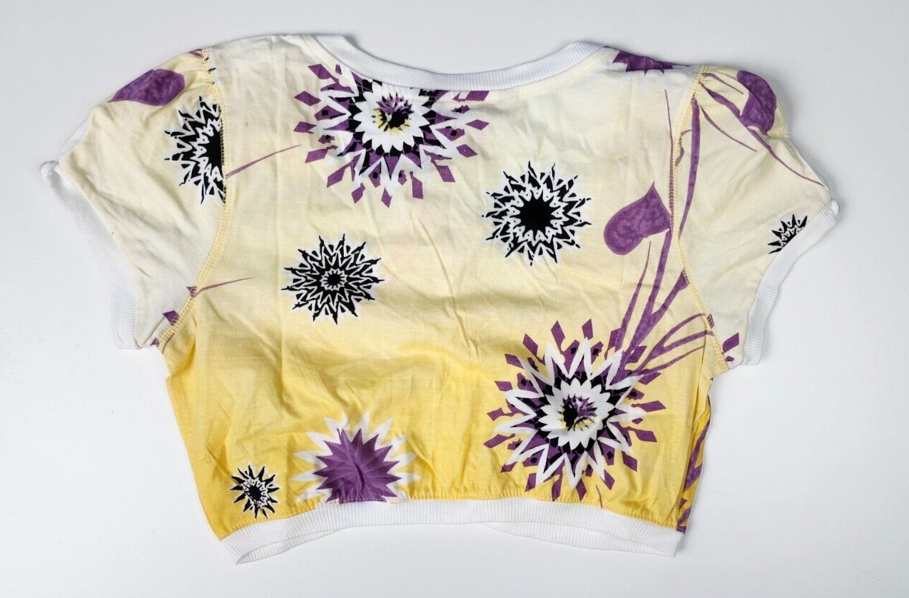 In The Pink Womens Yellow Floral Crop Top Size Medium