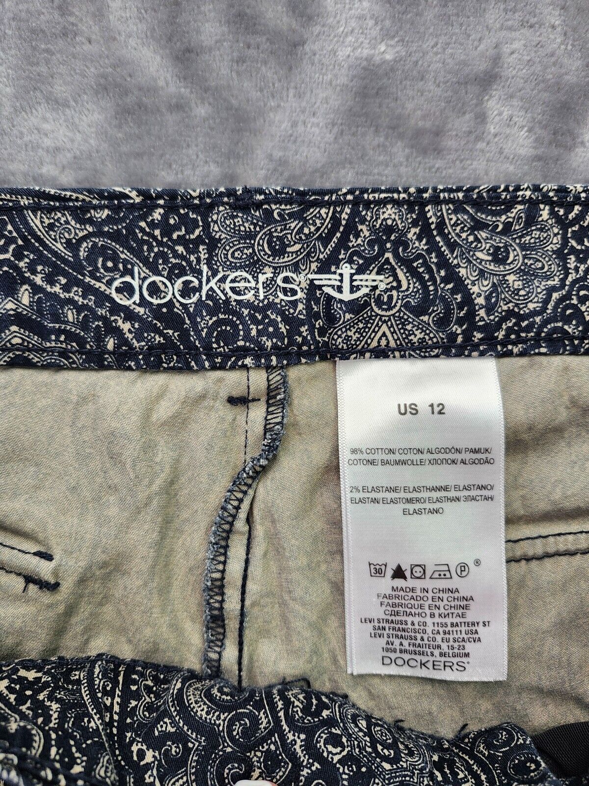 Dockers Paisley Skinny Ankle Casual or Dress Pants Size 12 Black & Silver Women