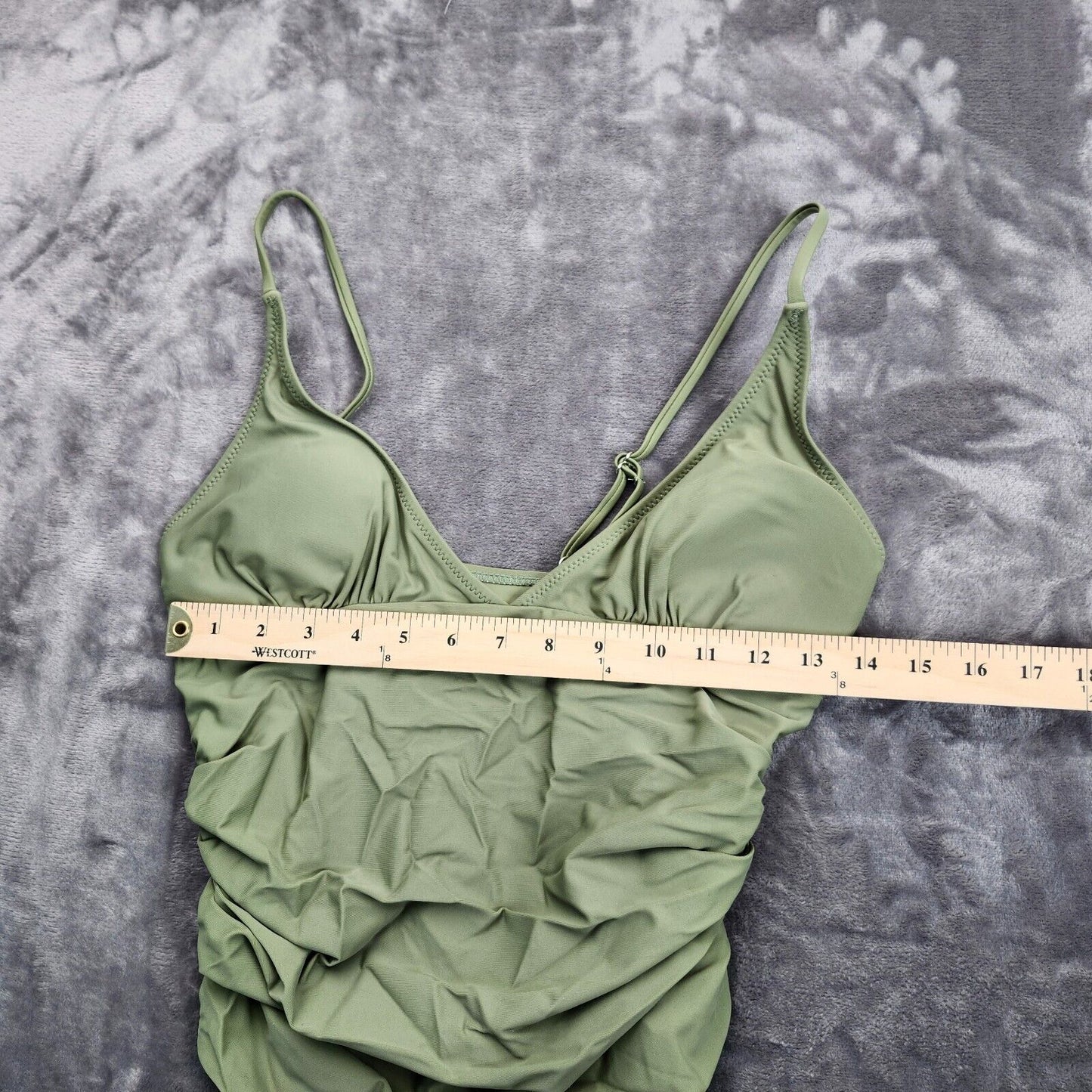 Women's Deep V Solid Color Belly Covering One Piece Swimsuit Large Green