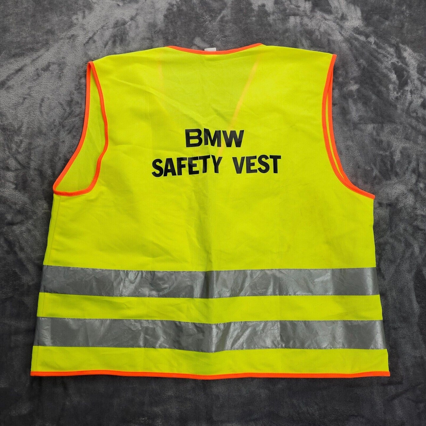 GENUINE BMW Warning Safety Vest High Visibilty Jacket Yellow with orange trim LG