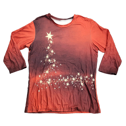 Ladies Christmas Tree Graphic Swing Pullover Loose shirt Large