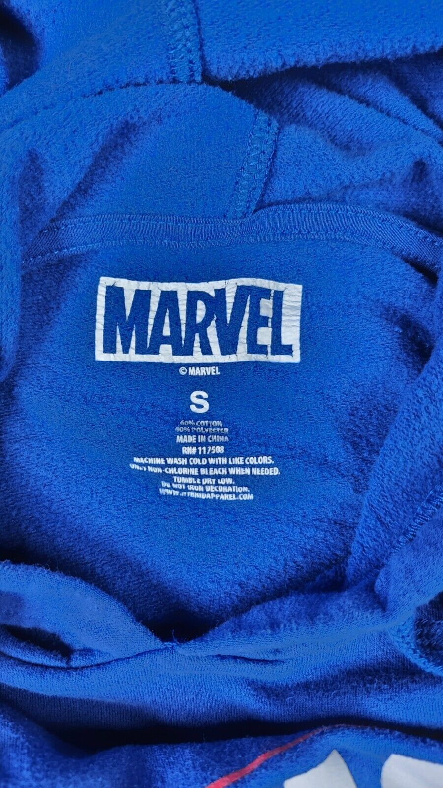 Hybrid Men's Marvel Logo Hoodie Sweatshirt S Blue