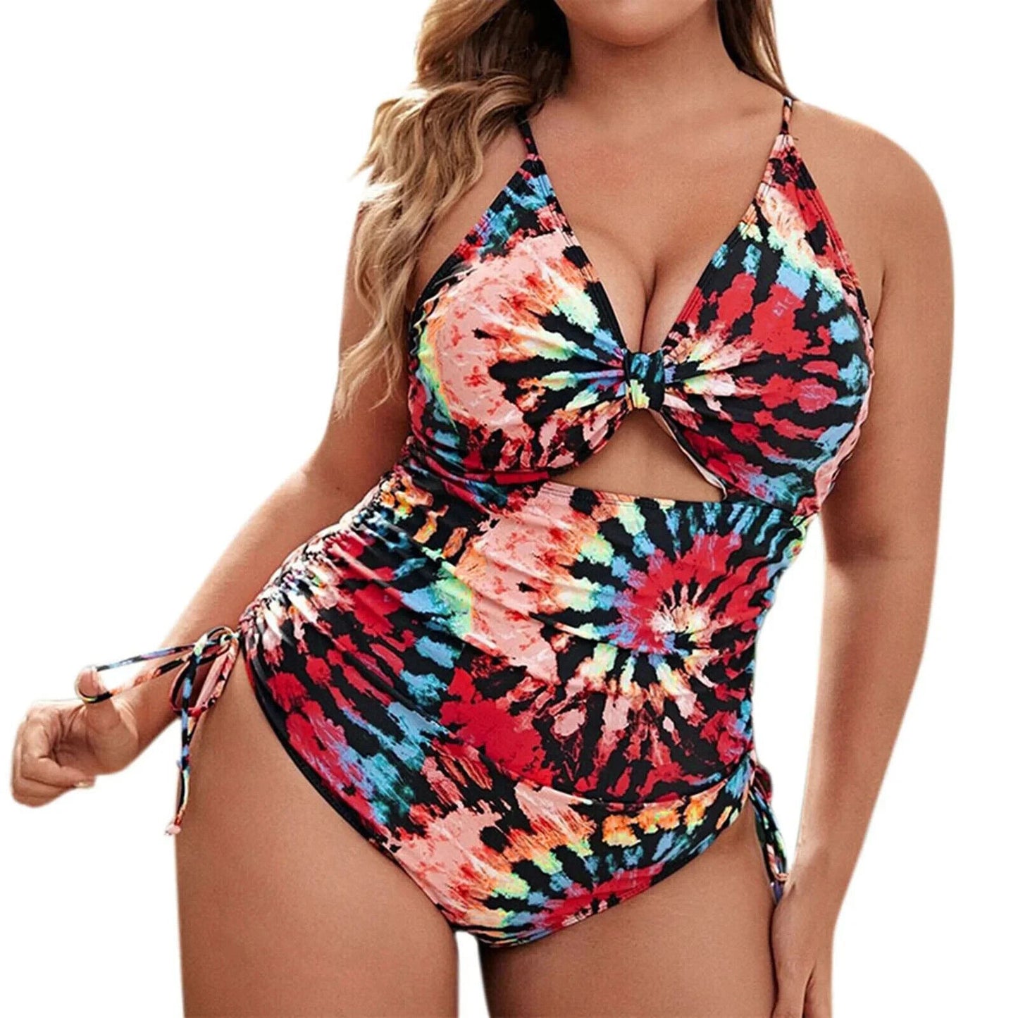 Women's One Piece Swimsuit Plus Size Printed Backless Bathing Suit 2XL