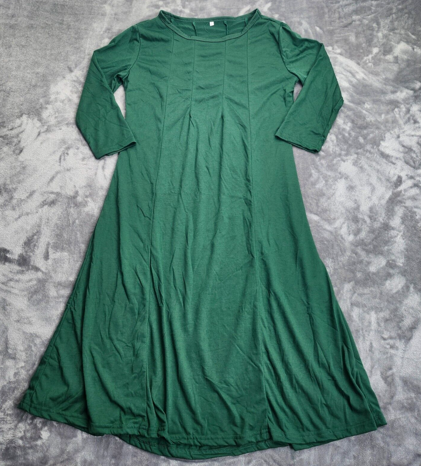 Women's Going Out Casual Solid Green Color Mid-Sleeve Dress Large