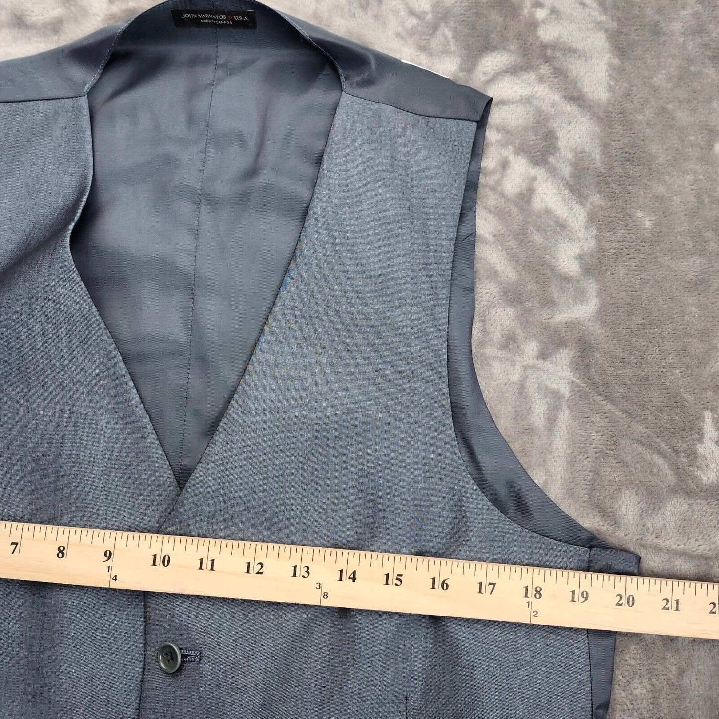 JOHN VARVATOS U.S.A. Mens Solid Blue 6 Button Waistcoat Vest Size 40 Chest