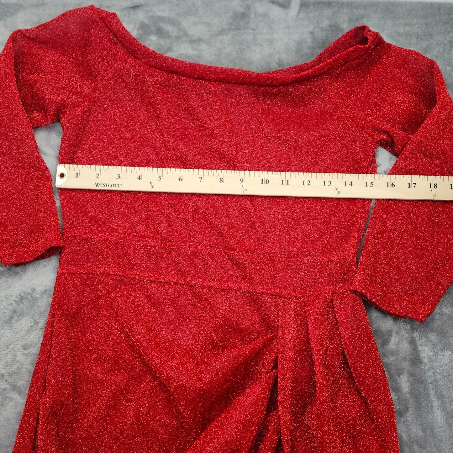 Womens Asymetrical Off Shoulder Cocktail Sparkle Dress Red Medium