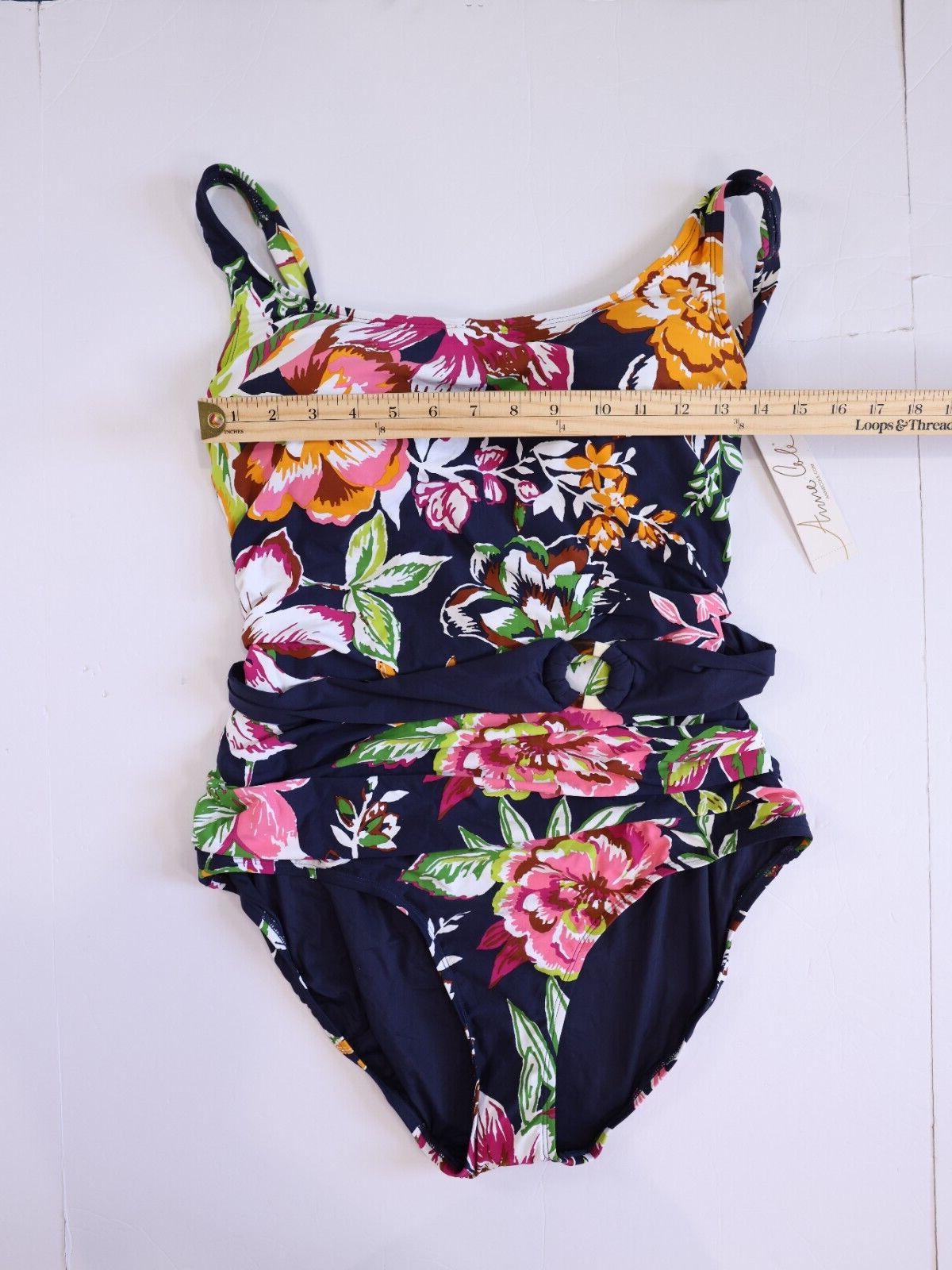 NWT Anne Cole Swim Swimsuit One 1 piece Sz 18W Belt