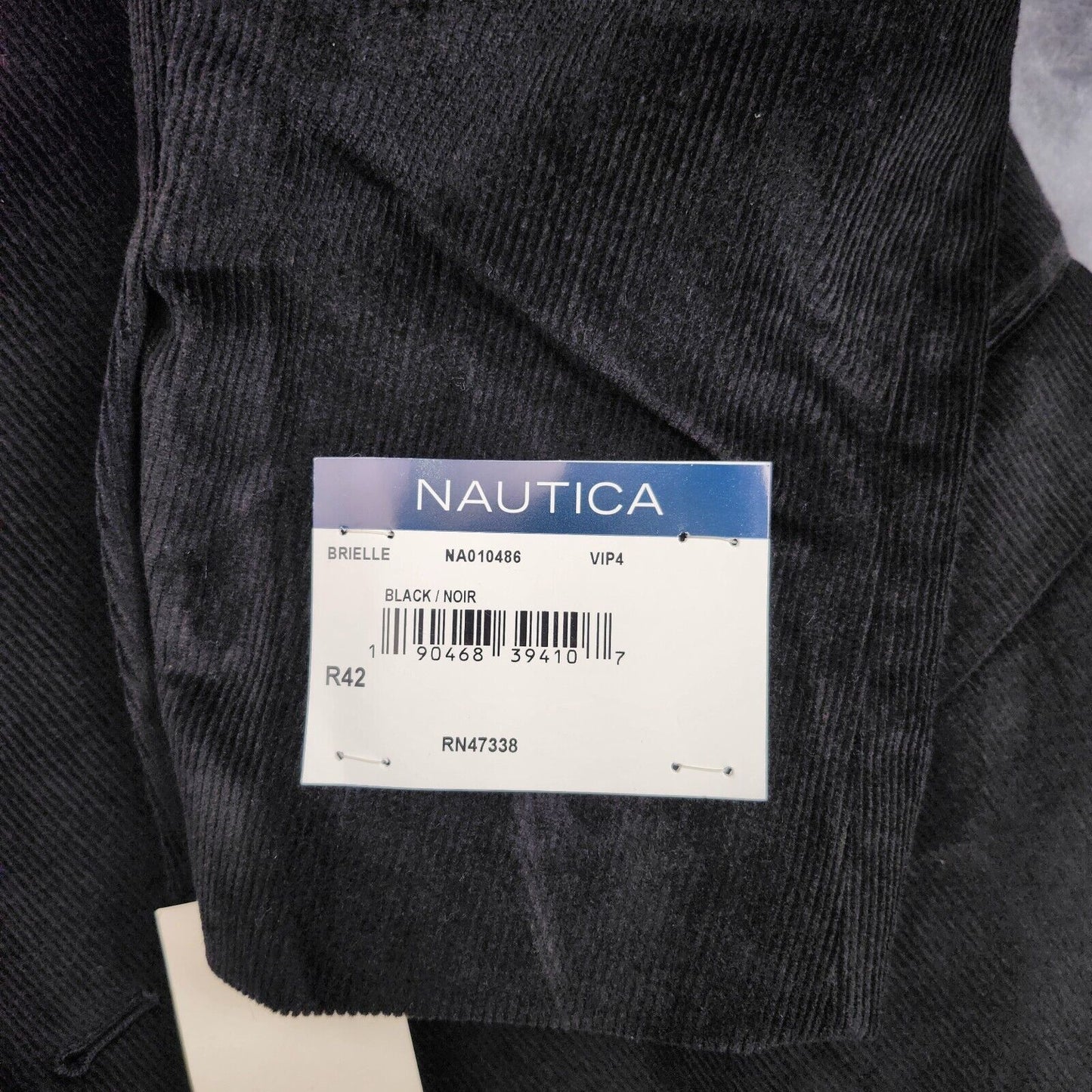 NWT Nautica Mens Black Corduroy Sport Coat Active Stretch 42 Regular