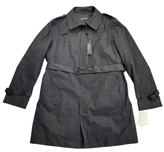 NWT Men’s Kenneth Cole New York Black Trench Rain Coat w/ Belt 42 Regular