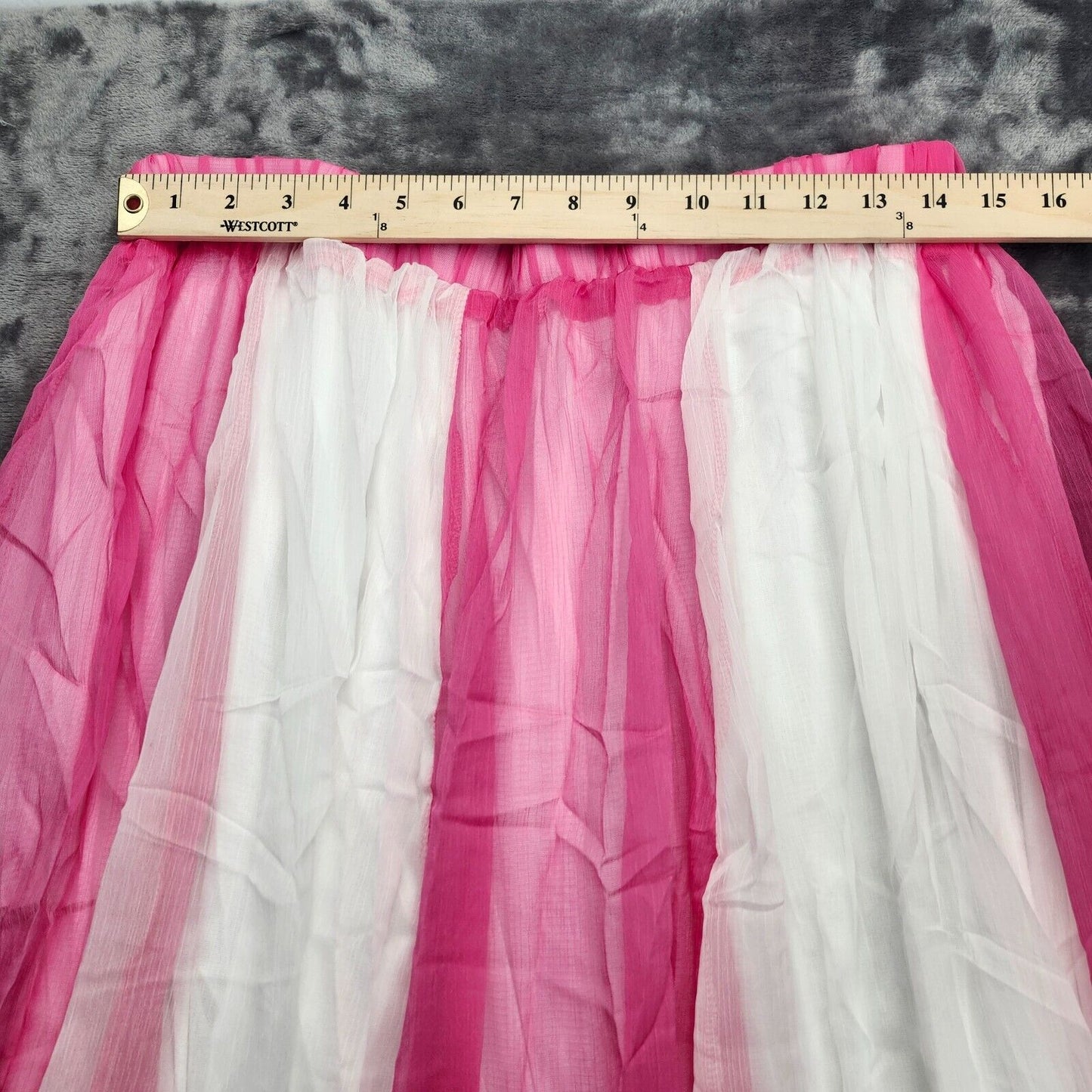 Womens Chiffon Flowing Maxi Circle Skirt White and Pink size XXL