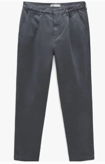 ZARA Mens PINTUCK TROUSERS Grey SIZE 32