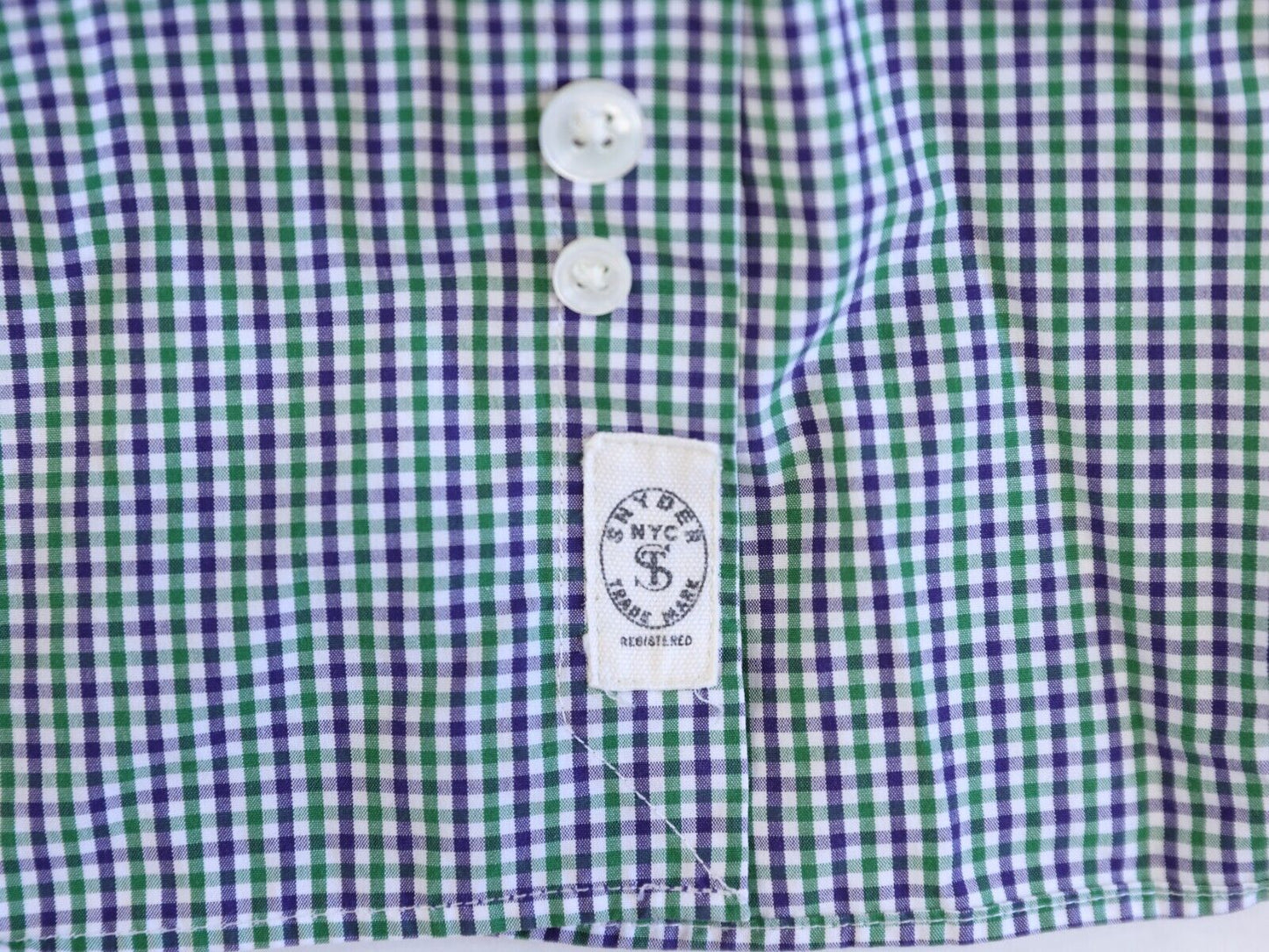 Todd Snyder 100's 2-ply Mens Dress Shirt Green Purple Checked (Size 15.5 34/35)