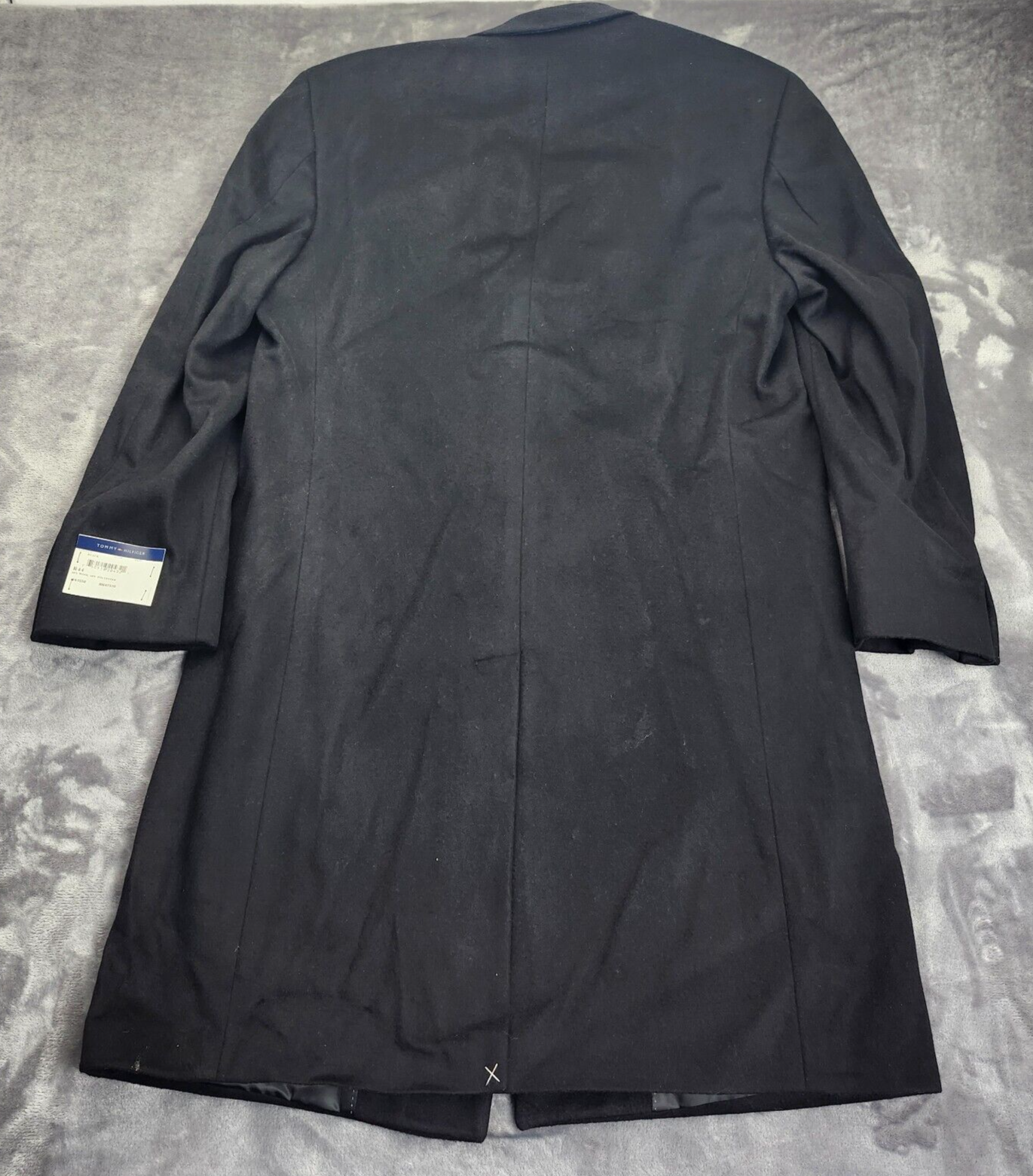 Tommy Hilfiger Mens Bolton Black Wool Blend Long Jacket Trench Coat 44R