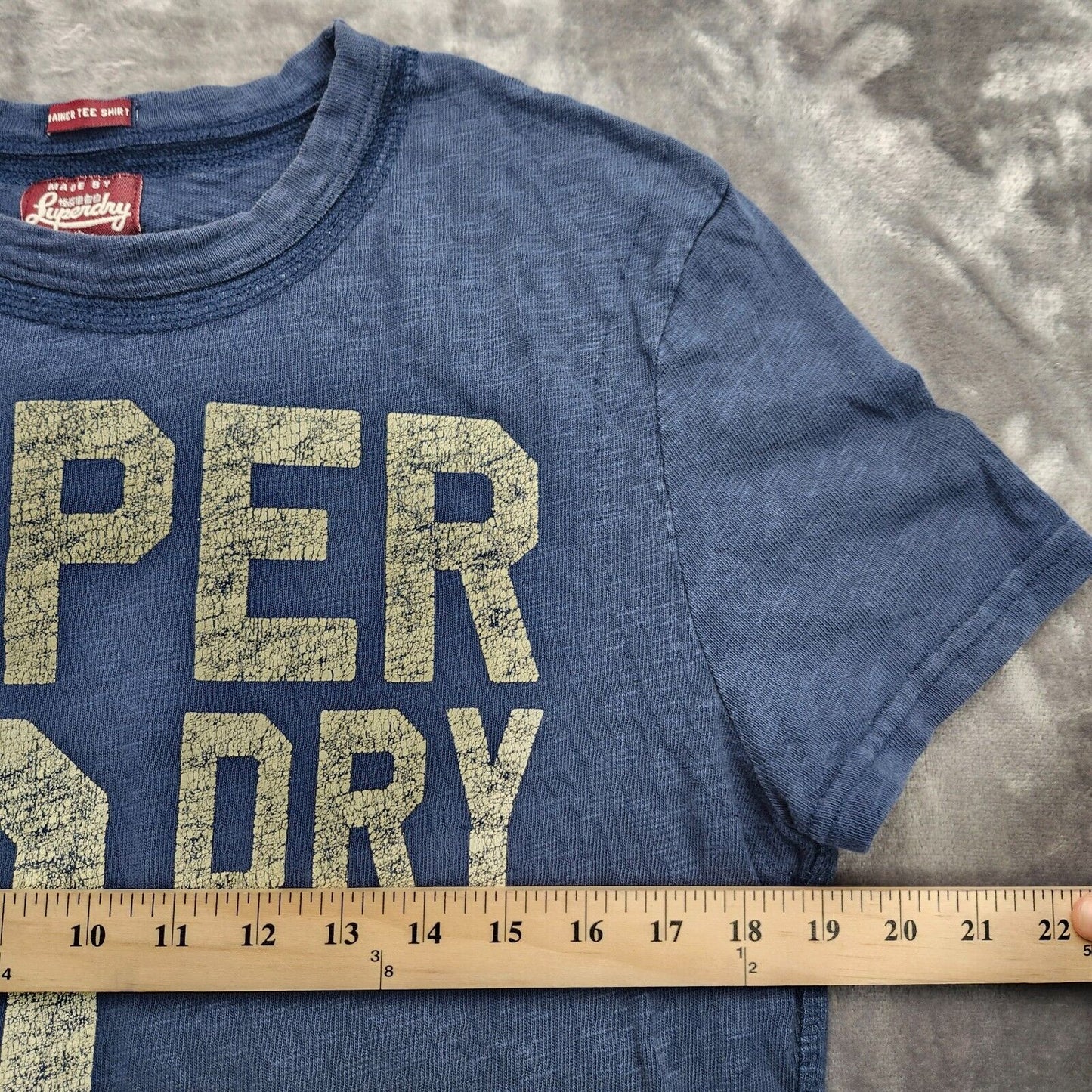 superdry jpn Blue Rainer Tee Shirt 100% Cotton Japan Large