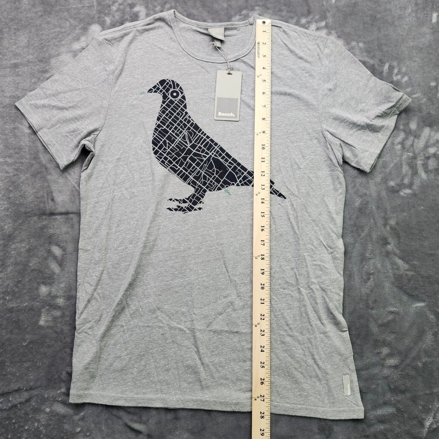 Bench Urban Wear Womens T-Shirt Size Small Grey with Black Bird