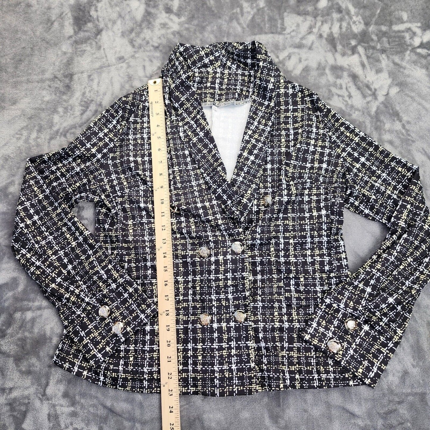 Women's Oversized Blazer Long Sleeve Double Breasted Suit Print size 2XL