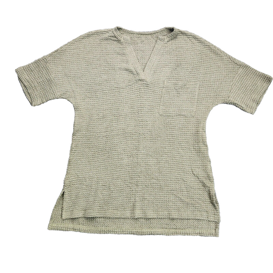 Short Sleeve Knit T-Shirt - Summer Solid Color Casual V-Neck Top Small