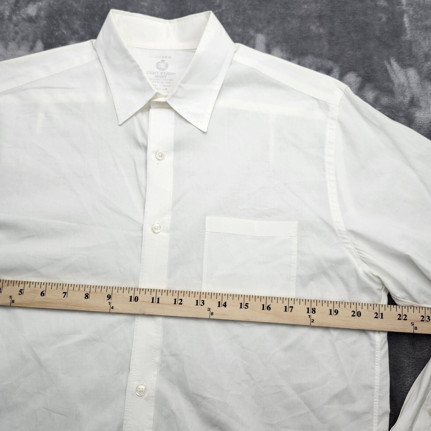 j.crew mens light weight button up dress shirt 100% cotton white size medium