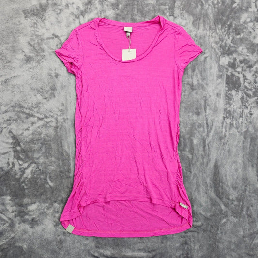 Bench Urban Wear Womens Cap sleeve With long torso Bright Pink T-Shirt Size SM