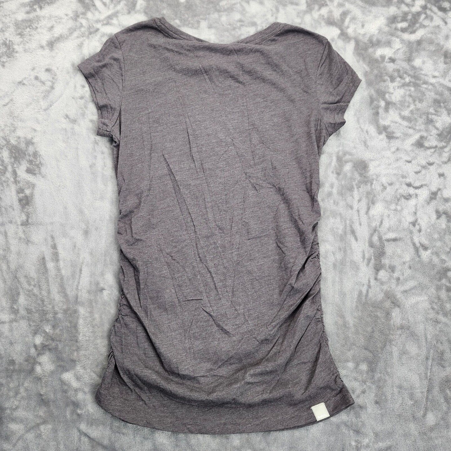 Bench Urban Wear Womens Cap sleeve Ruched Sides T-Shirt Grey Size Small