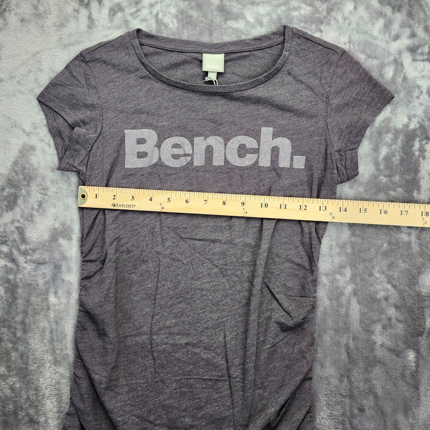 Bench Urban Wear Womens Cap sleeve T-Shirt Grey with logo Size Small