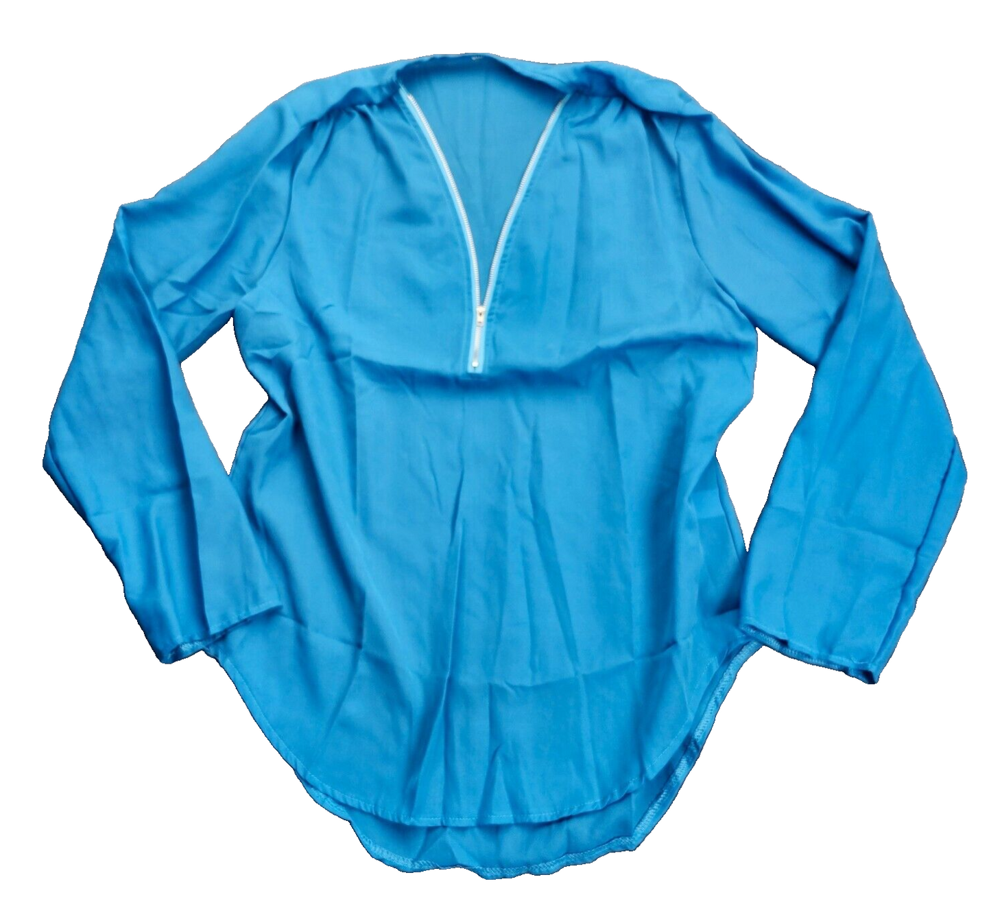 Womens light weight 1/4 zip blouse 3/4 sleeve Blue XL