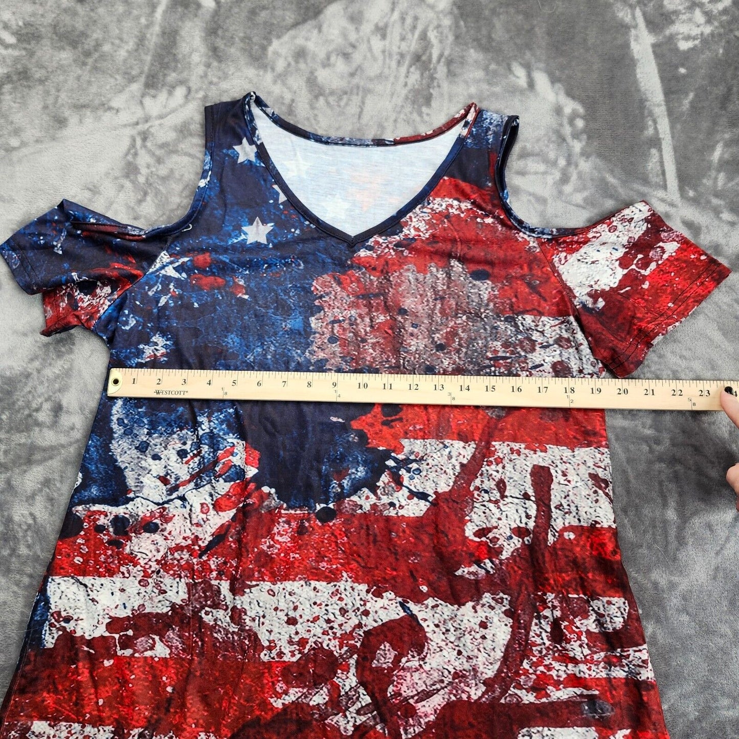 Womens Cold Shoulder Summer Tops 4th of July Shirts American Flag XL