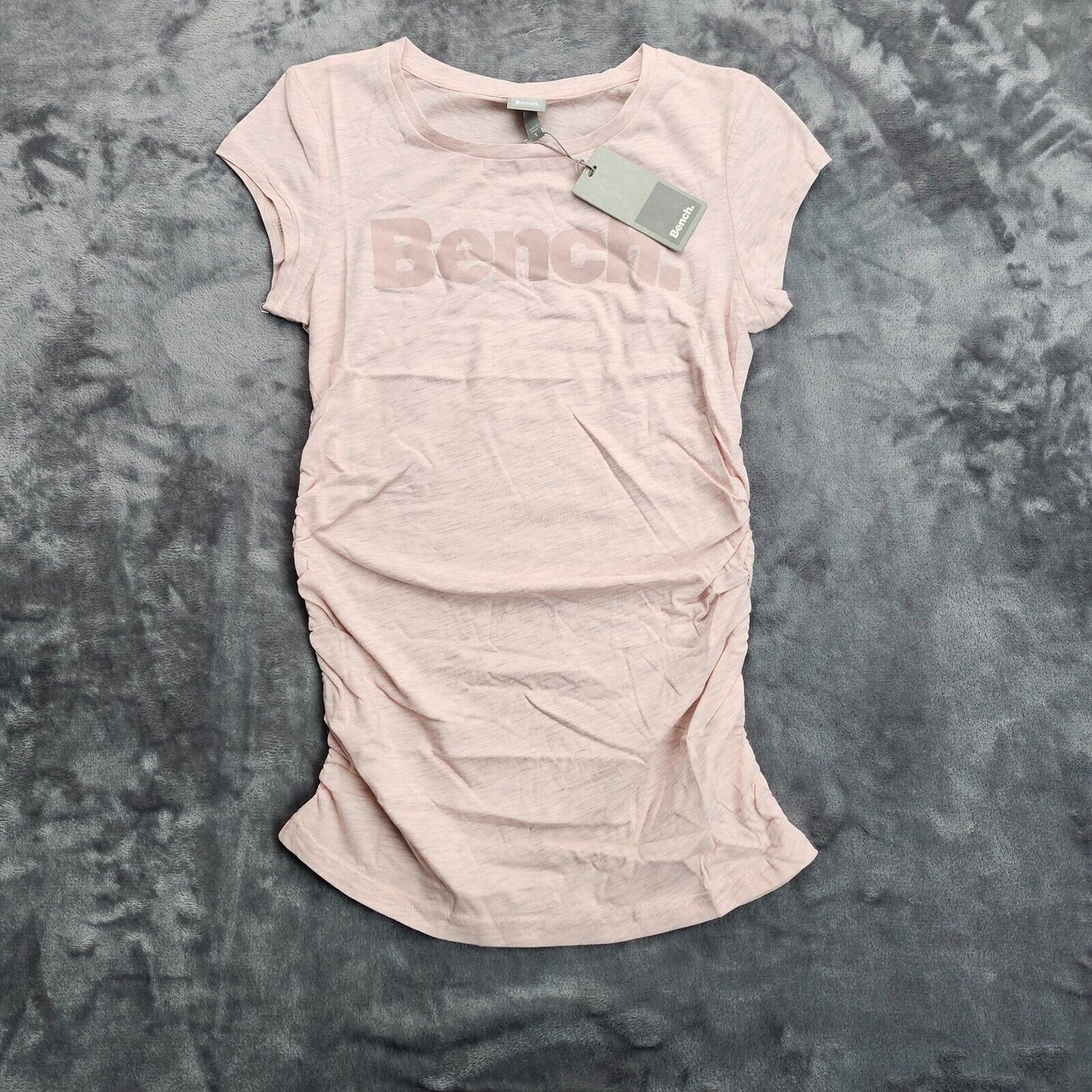 Bench Urban Wear Womens Cap sleeve Ruched Sides T-Shirt Pale Pink Size Small