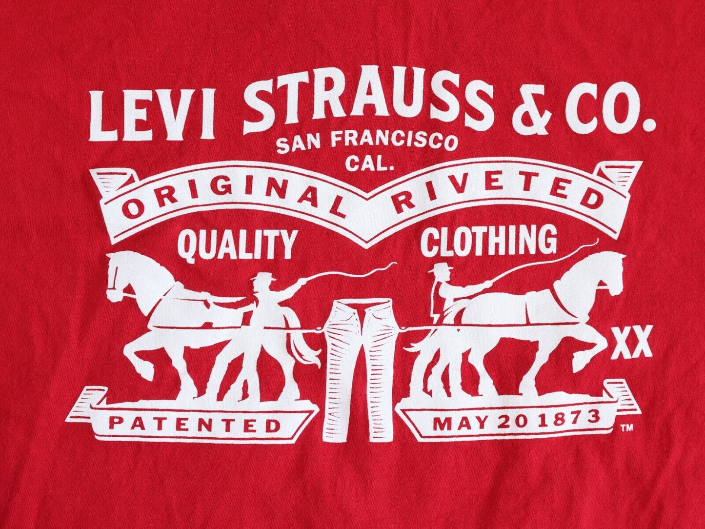 Levi Strauss & Co. Shirt Men's Large RED Graphic Tee Original Riveted