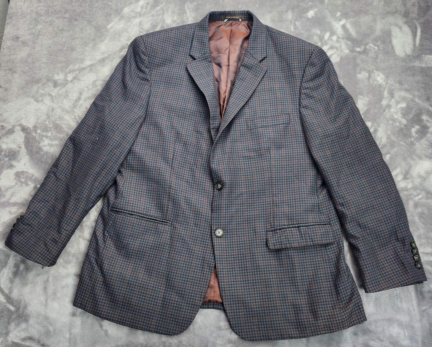 Greg Norman Tasso Elba Mens Blue Checks Plaid Blazer Sport Coat Jacket 46R