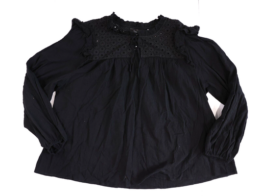 Ella Rafealla Size 3X Embroidered Blouse Black