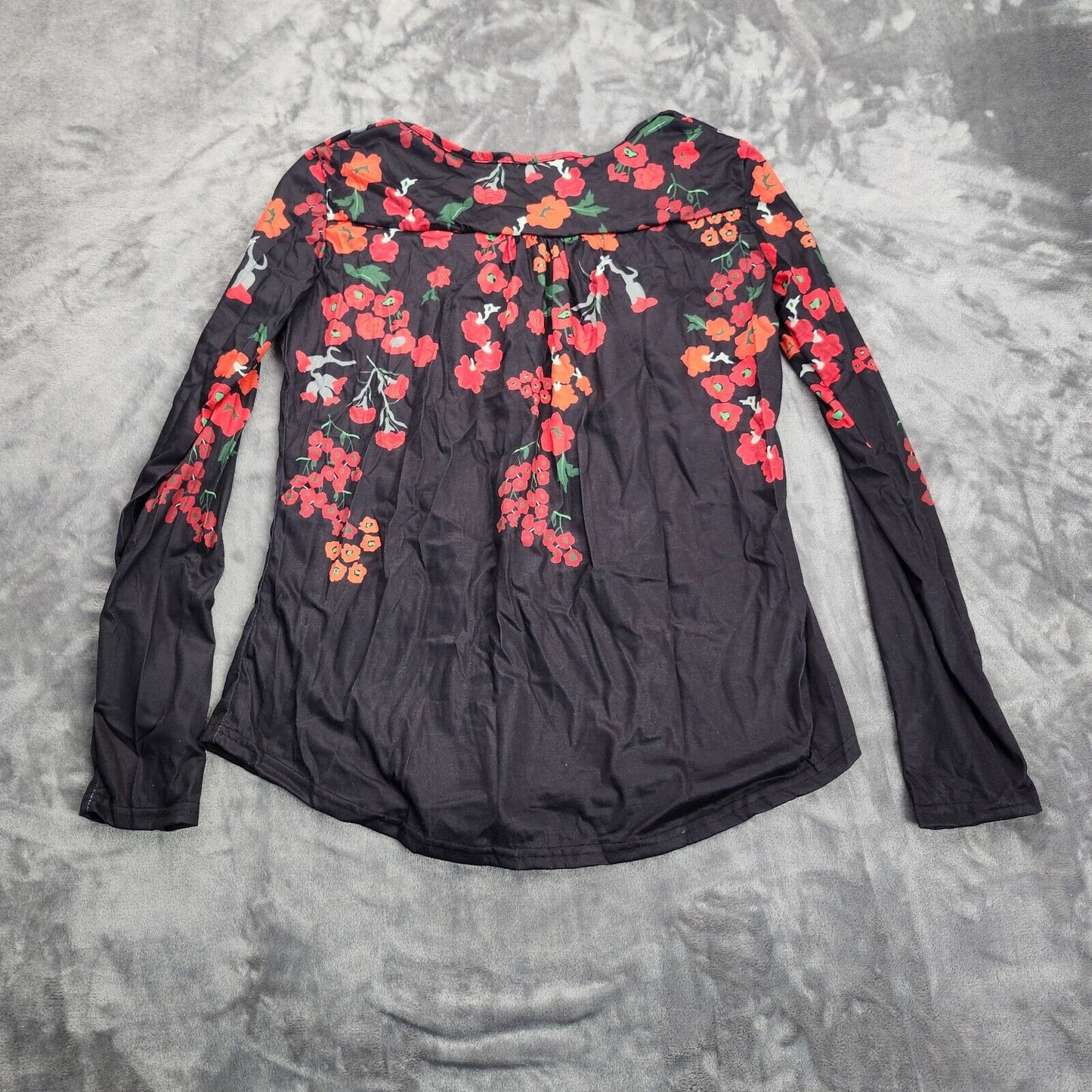 Women's Floral Print Half Button Long Sleeve Top XL