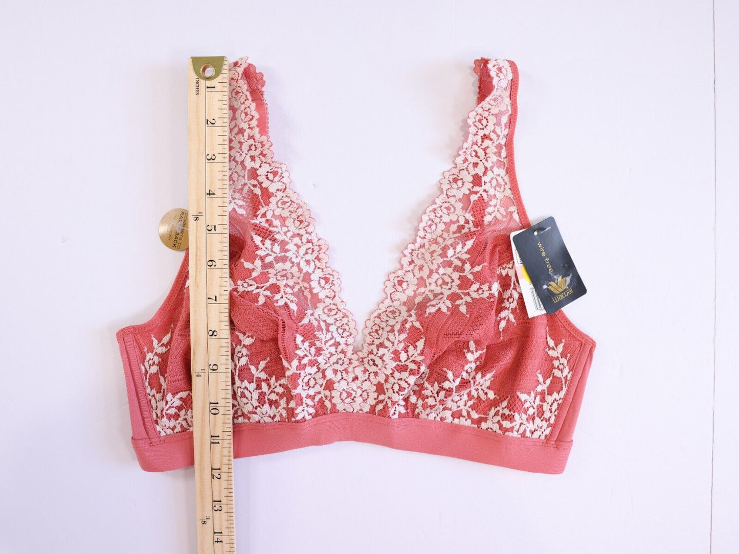 Wacoal Embrace Lace Non-Padded non-Wired 3/4Th Cup Lace Bralette Bra Coral sz 40