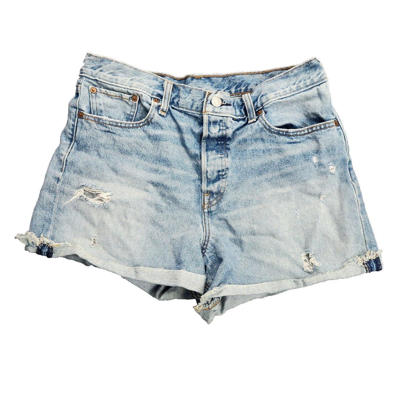 Levi's Women's Light Blue and Navy Shorts 32W