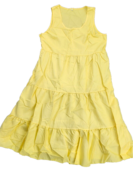 Women's Sleeveless Party Beach Dress, Fashion Holiday Summer Dress Yellow 3XL