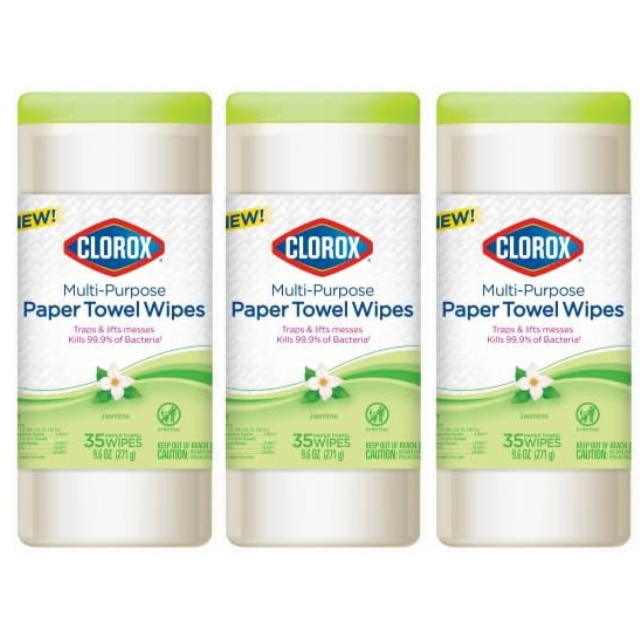 Clorox Multipurpose Paper Towel Wipes ( 3 Pack ) 35 Wipes each - Jasmine