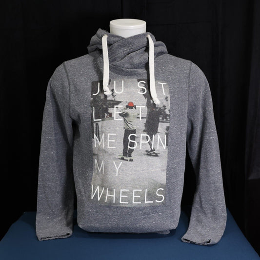 H&M DIVIDED Mens Hoodie Gray Just Let ME Spin My Wheels Size M