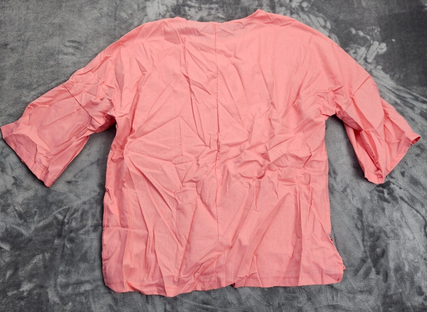 Womens Linen Style Blouse 3/4 Bell Sleeve Pink Size 2XL