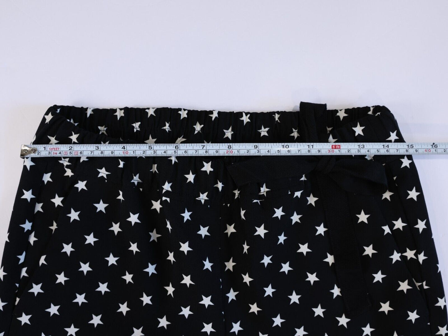 J Crew Star Print Black Crepe Pull On Tie Waist Cropped Jogger Pants Trousers