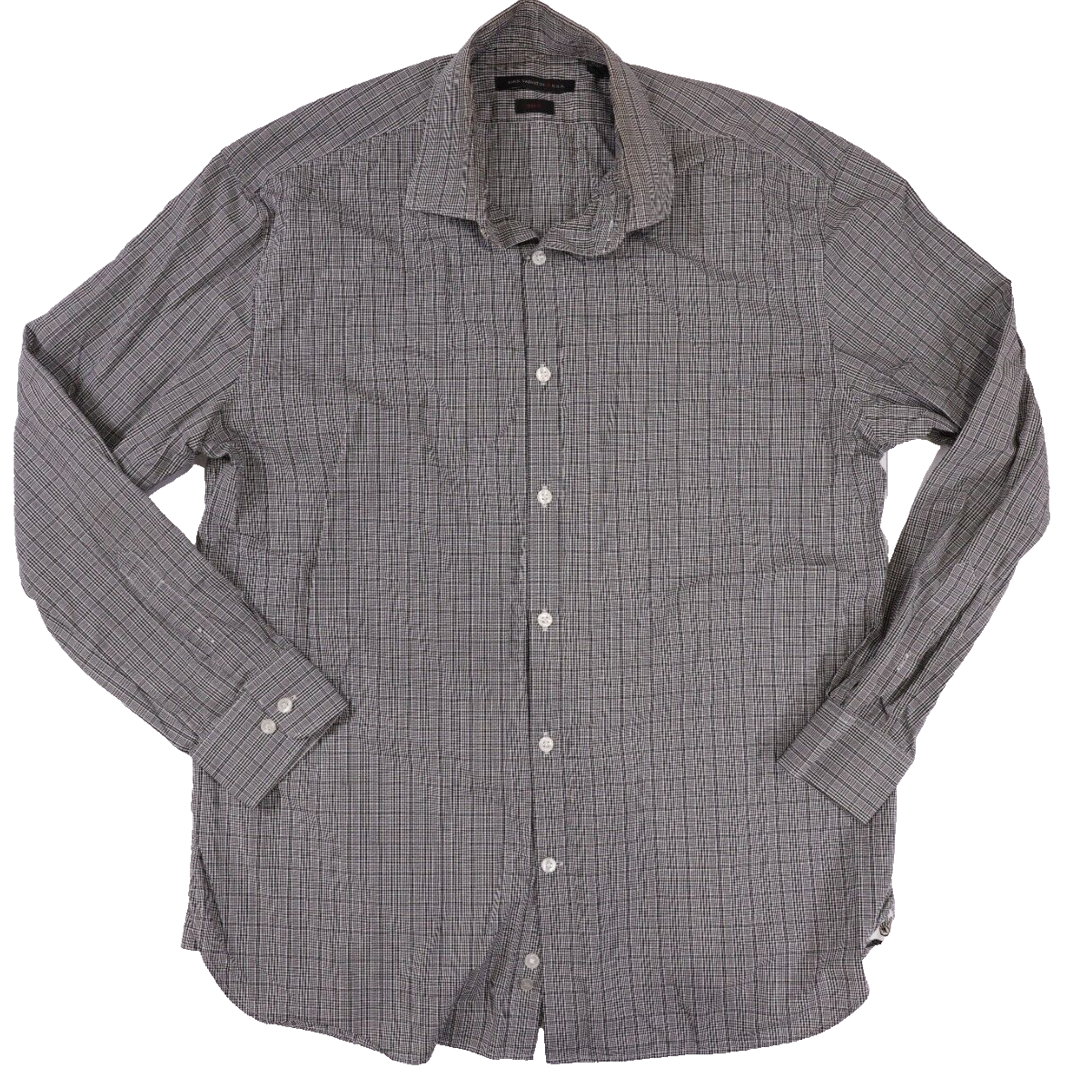 John Varvatos USA Slim Fit Glen Check Button Up Long Sleeve Dre Shirt 16.5 32/33