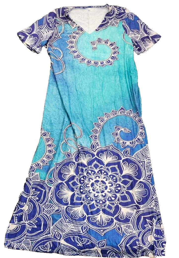 Long Maxi Dresses for Women Summer V-Neck Short Sleeve Boho Printed Large