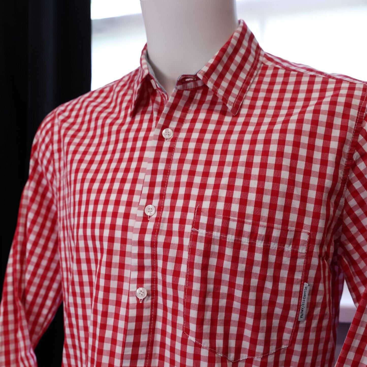 Filthy Etiquette Mens Button Down Shirt Red MEDIUM