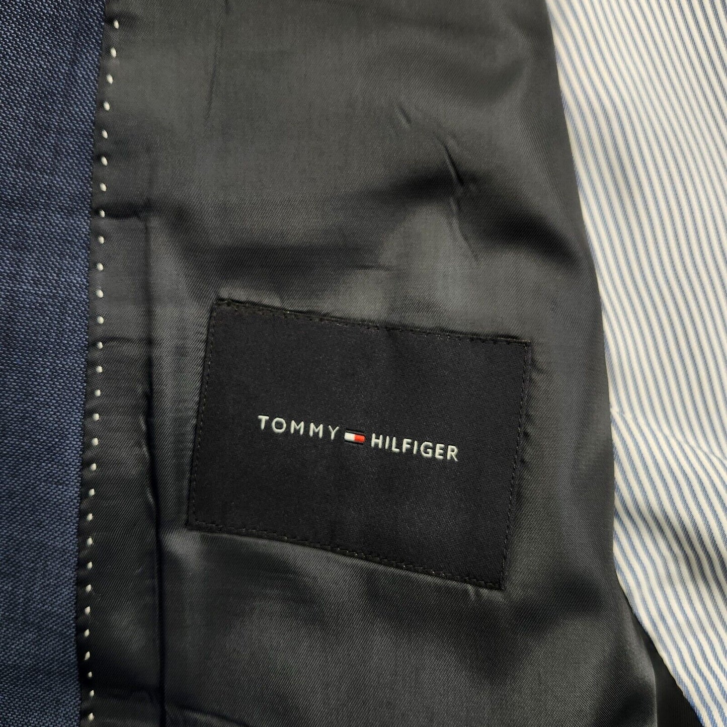 NWoT Tommy Hilfiger 100% Wool Mens Suit Jacket 44 Long Blue Notch Lapel