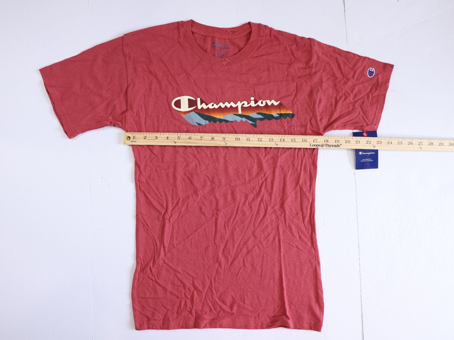 Champion NWT Men’s Size S Classic Redwood Red 100% Cotton Graphic Logo T-Shirt